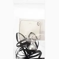 Серьги жемчуг "Бусина с бантиком", №16, цвет бело-чёрный в серебре