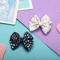 Зажим для волос "Бантик" ромбики, 4 см