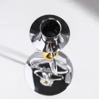 Подсвечник металл на 1 свечу "Кольца и шарики" серебро с золотом d=2,5 см 9х9х22 см