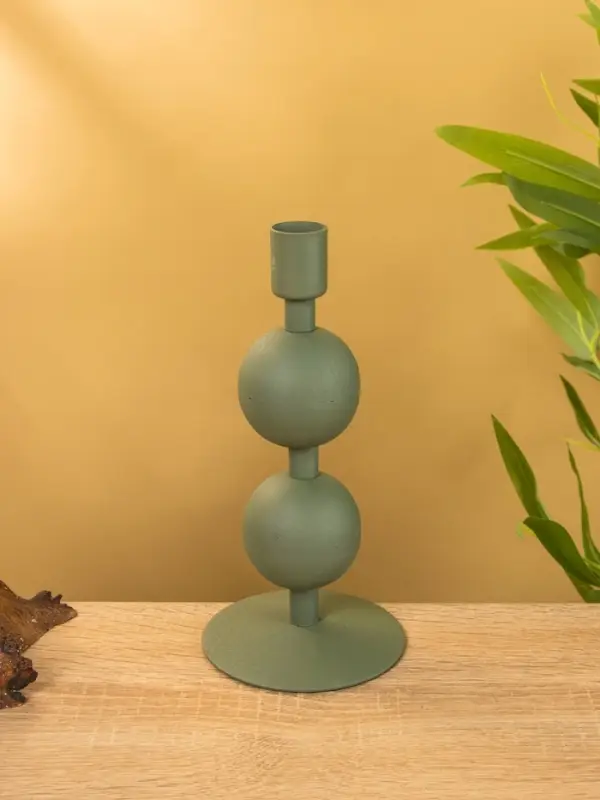 Подсвечник на 1 свечу текстурный "Болотный" с 2 сферами 8,5х8,5х18 см