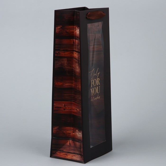 Пакет подарочный под бутылку, упаковка, &laquo;For you&raquo;, 36 х 13 х 10 см