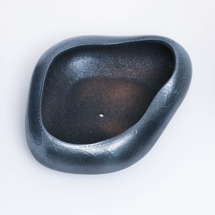 Горшок "Бонсай" для кактусов и суккулентов, большой черный с серебром, 2,3 л, 24х28 см