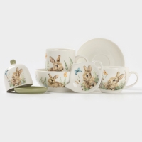 Подставка под чайный пакетик Доляна «Зайка», керамика, 12×9×1.5 см, белая Подставка под чайный пакетик Доляна «Зайка», керамика, 12×9×1.5 см, белая