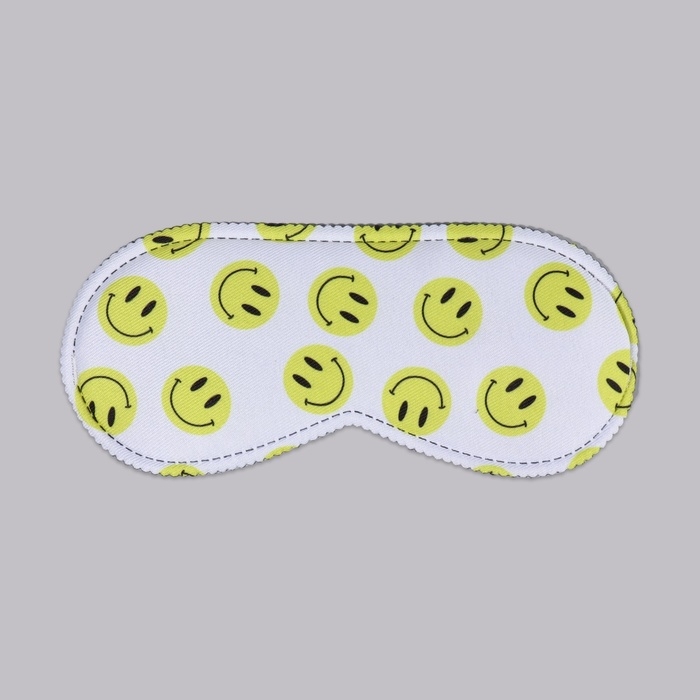 Маска для сна &laquo;Good vibes&raquo;, 19 &times; 8,5 см, резинка одинарная, цвет белый/жёлтый