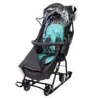 Санки - коляска &laquo;Наши детки 6&raquo;, чехол для ног, муфта, сумка, принт с ламой, серый