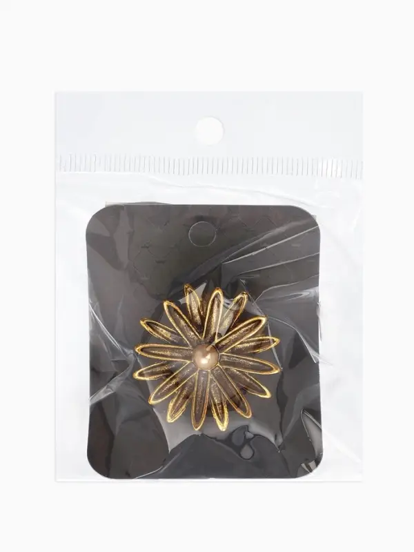 Кольцо для платка "Цветок Астра", цвет белый в чернёном золоте