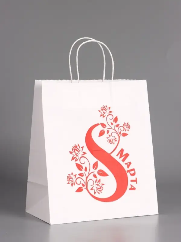 Пакет бумажный, "С 8 марта Цветочек" 24 х 14 х 28 см