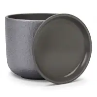Горшок цветочный с поддоном 1,6 л, d15/h13 см серый керамика, "Перл" (М)