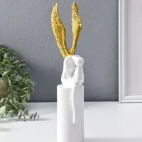 Сувенир полистоун "Ангел" белый с золотом 6х8,3х31 см