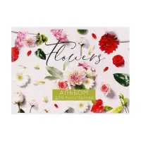 Альбом для рисования А4, 24 листа на скрепке &laquo;Цветы&raquo;, обложка мелованный картон, блок 100 г/м&sup2;