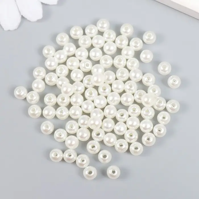 Бусины для творчества пластик "Жемчуг" (набор 100 шт) 0,6х0,6 см