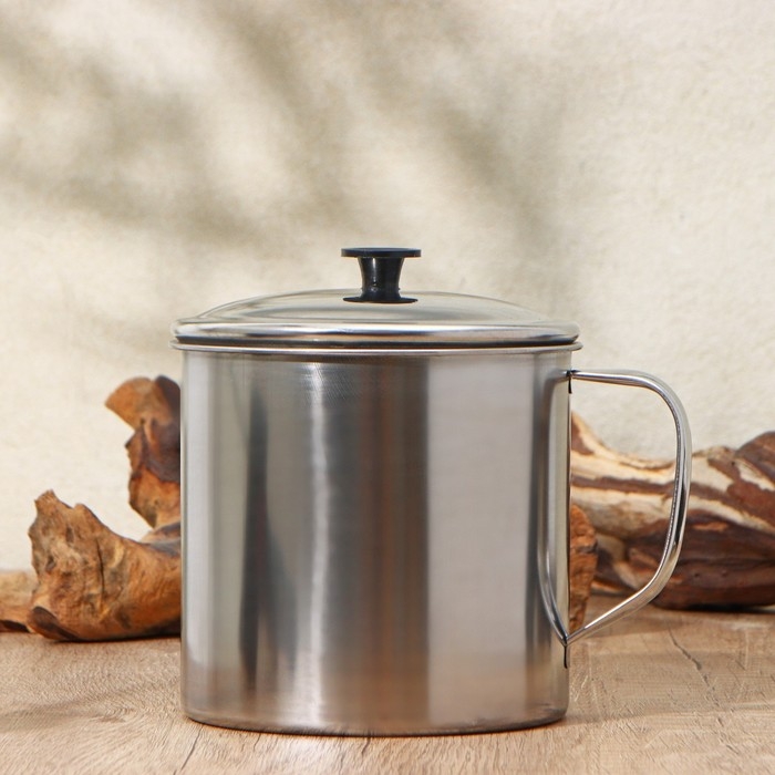 Кружка из нержавеющей стали с крышкой &laquo;Вестерн&raquo;, 800 мл, d=11 см, цвет хромированный