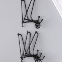 Подставка для тарелок металл 15х9,5 см, чёрная "Узорная" для тарелок d=15-18 см набор 5 шт   1088043