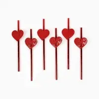 Трубочки для коктейля &laquo;Сердечки&raquo;, красные, 6 шт