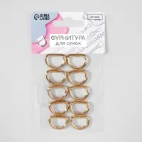 Полукольцо для сумок, d=15 мм, толщина - 3 мм, 10 шт., цвет золотой