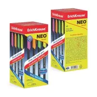 Ручка шариковая ErichKrause Neo Accent, игольчатый узел 0.7 мм, чернила синие, длина линии письма 1000 метров, МИКС