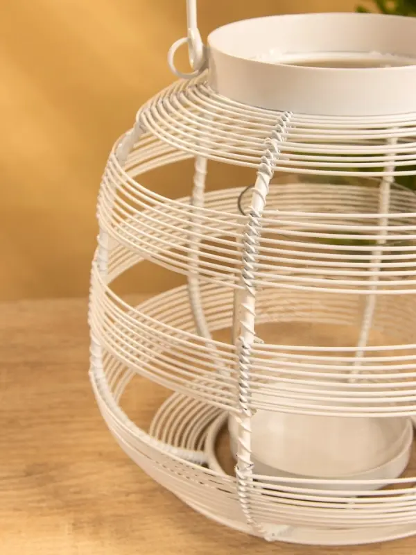 Подсвечник фонарь со стеклянной колбой, 19&times;19&times;18 см, d=9 см, металл, белый