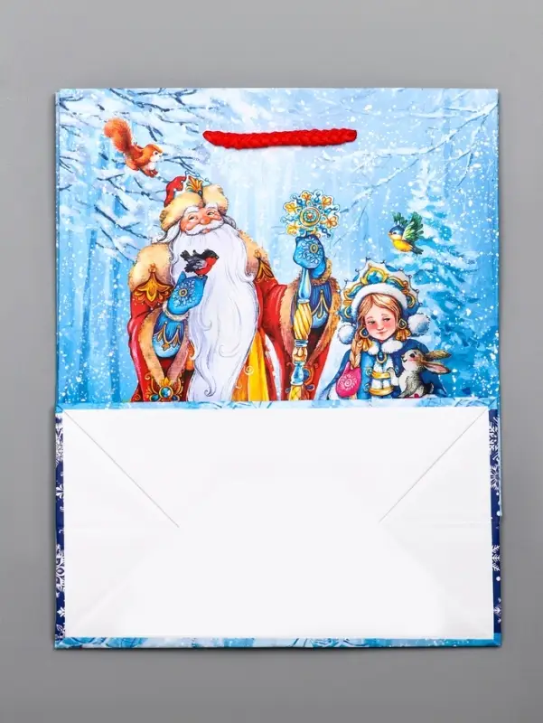 Пакет подарочный новогодний ламинированный, &laquo;Дед Мороз и Снегурочка&raquo; , 18&times;10&times;22.3 см