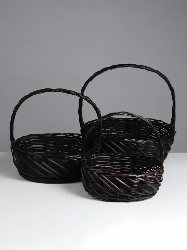 Набор корзин плетёных, овальные 3 шт., 44&times;36 см, Н14 см, Н с ручкой 42 см, дно 38&times;29 см38&times;30&times;13Hх37HHх33&times;24B