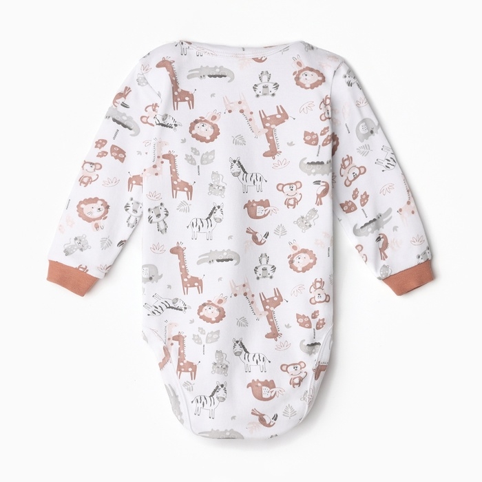 Боди детское, цвет белый/зоопарк, рост 80