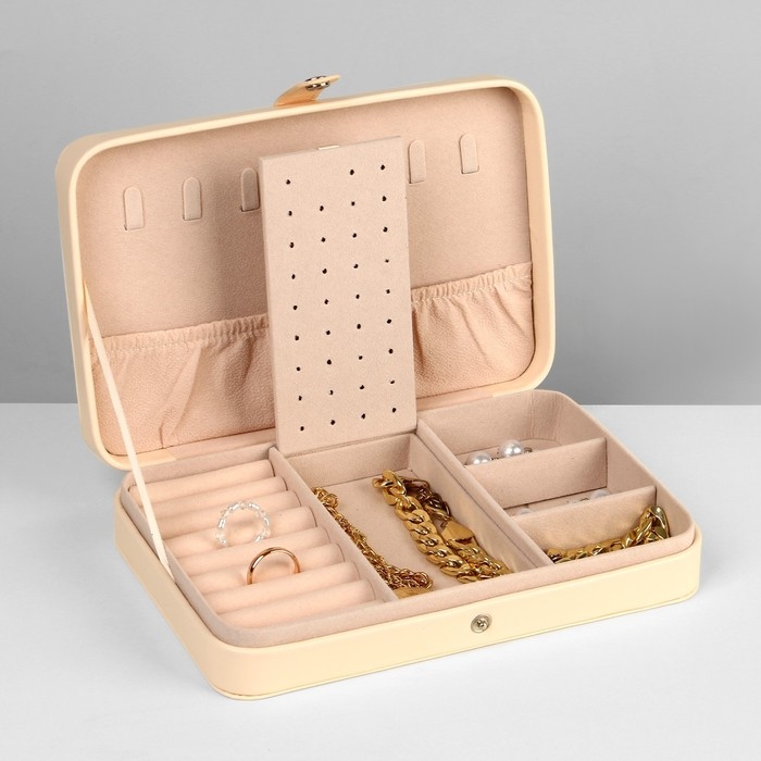 Органайзер для украшений &laquo;Шкатулка портативная&raquo;, 8 полос, 3 места, 14&times;21&times;4,5 см, цвет белый