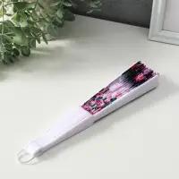 Веер пластик, текстиль "Цветочный" МИКС широкие лопасти 23 см