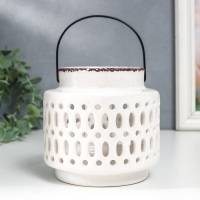 Подсвечник керамика на 1 свечу "Фонарь. Овалы и круги" МИКС 11х11,5х11,5 см