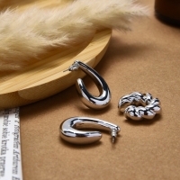 Набор серьги и каффы 3 шт &laquo;Косичка&raquo; капли, цвет золото