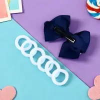 Набор для волос "Сьюзи" (зажим 8 см, 6 резинок 2,5 см) полоски блеск, сине-белый