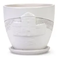 Горшок цветочный с поддоном 1,4 л, d15/h13 см белый керамика, "Голландия" (М)