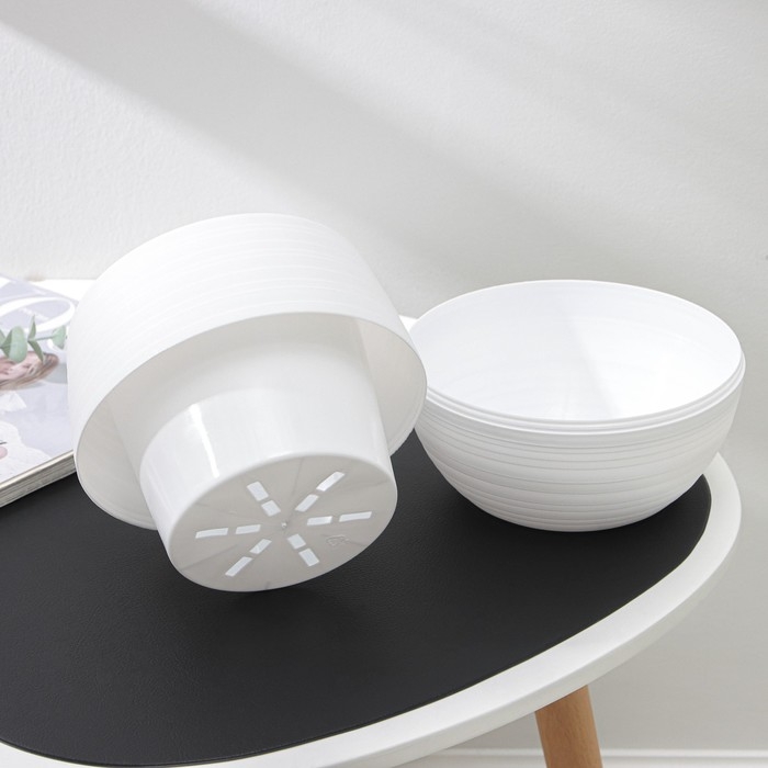 Горшок для цветов с поддоном &laquo;Дуэт&raquo;, 1.5 л, пластиковый, белый