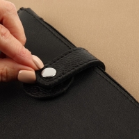 Застёжка пришивная для сумки, на кнопке, из натуральной кожи, 13,5 &times; 2,5 см, цвет чёрный/серебряный