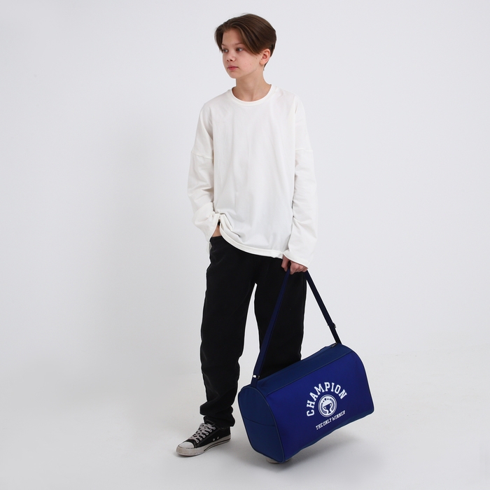 Сумка детская спортивная для мальчика &laquo;Чемпион&raquo;, 40х24х21, отд на молнии, синий