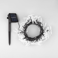 Гирлянда &laquo;Нить&raquo; 4.5 м с насадками &laquo;Стрекозы&raquo;, IP44, тёмная нить, 30 LED, свечение белое, 2 режима, солнечная батарея