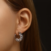 Серьги с жемчугом «Бусина» горошина, цвет серебро Серьги с жемчугом «Бусина» горошина, цвет серебро