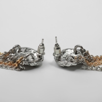 Серьги металл &laquo;Лица&raquo; цепи, цвет серебро с золотом