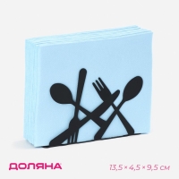 Салфетница Доляна &laquo;Приборы&raquo;, 13,5&times;4,5&times;9,5 см, цвет чёрный