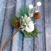 Декор "Зимнее очарование" белое яблоко шишки хвоя, 21 см Декор "Зимнее очарование" белое яблоко шишки хвоя, 21 см