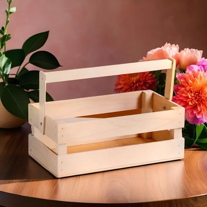 Кашпо деревянное 24.5×13.5×9 см Кашпо деревянное 24.5×13.5×9 см "Двушка Лайт", двухреечное, натуральный Дарим Красиво