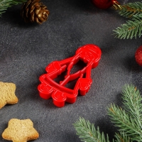 Форма для печенья &laquo;Дед Мороз&raquo;, вырубка, штамп, 10&times;6 см, цвет красный
