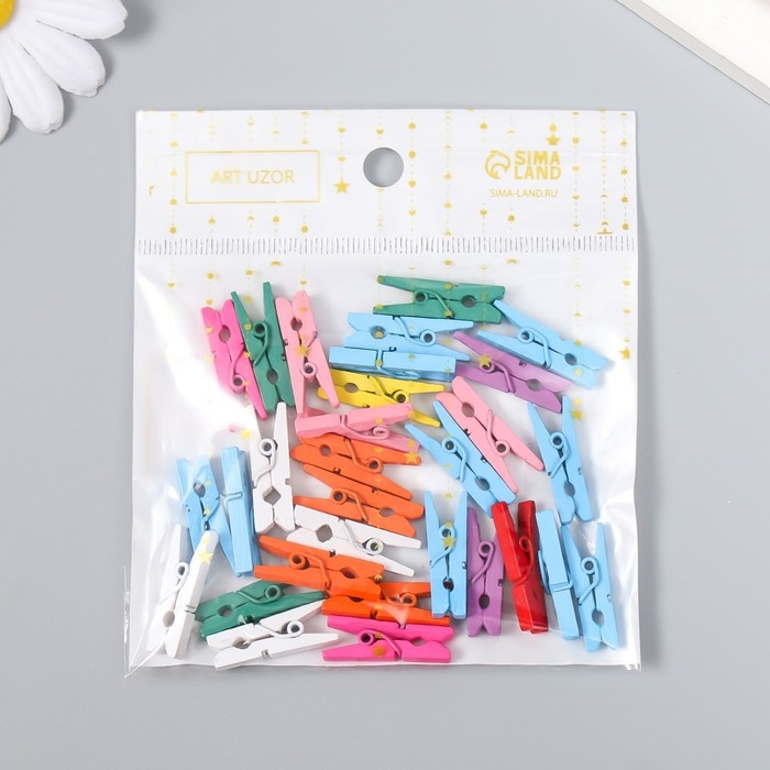 Декор для творчества дерево Декор для творчества дерево "Прищепка" 2,5 см (набор 30 шт) 10,5х11,5 см