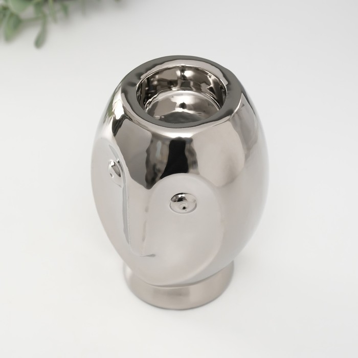 Подсвечник керамика на 1 свечу Подсвечник керамика на 1 свечу "Сова Сипуха" d=3,5 серебро 9х8,5х12,5 см