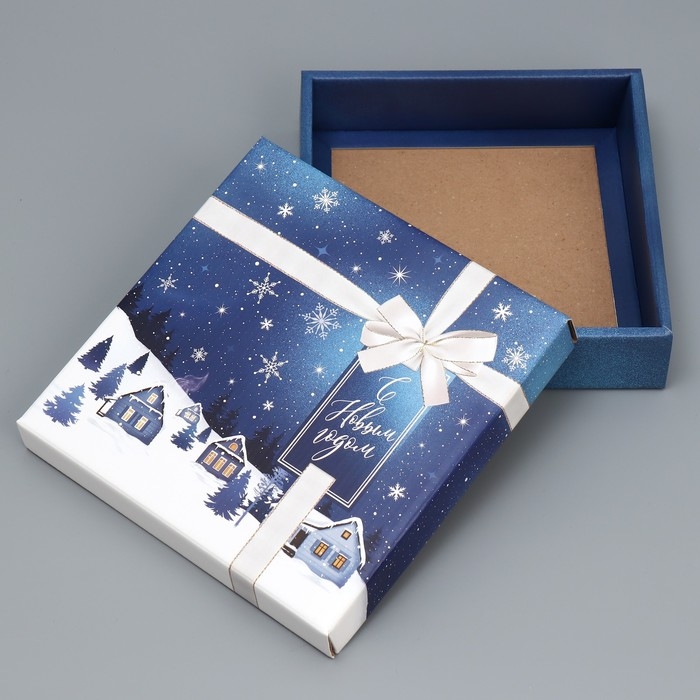 Коробка подарочная новогодняя складная «Зимний город», 20 х 20 х 5 см, Новый год Коробка подарочная новогодняя складная «Зимний город», 20 х 20 х 5 см, Новый год
