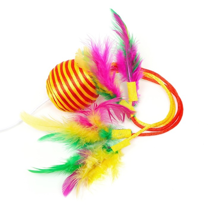 Дразнилка-удочка Дразнилка-удочка "Шар с перьями", оранжевая на оранжевой ручке
