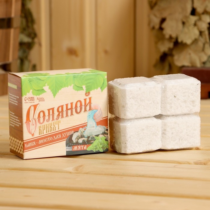 Соляной брикет набор для бани Соляной брикет набор для бани "Баня - место для души", мята