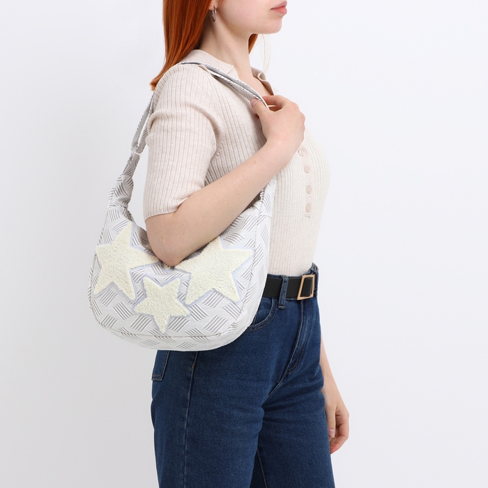 Сумка молодёжная на молнии, цвет серый/белый Сумка молодёжная на молнии, цвет серый/белый