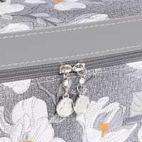 Шкатулка кожзам с зеркалом "Цветы. Серый" набор 3 шт 18х10х12,5 21х13х15,5 23х15х18,5 см