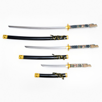 Сув. изделие катаны 3в1 на подставке, ножны дерево, голова дракона полистоун, черн 60/90/108