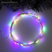 Гирлянда &laquo;Нить&raquo; 5 м роса, IP20, серебристая нить, 50 LED, свечение мульти, USB