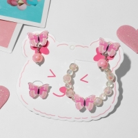 Набор детский &laquo;Выбражулька&raquo; 3 предмета: клипсы, браслет, кольцо, бабочки, цветной